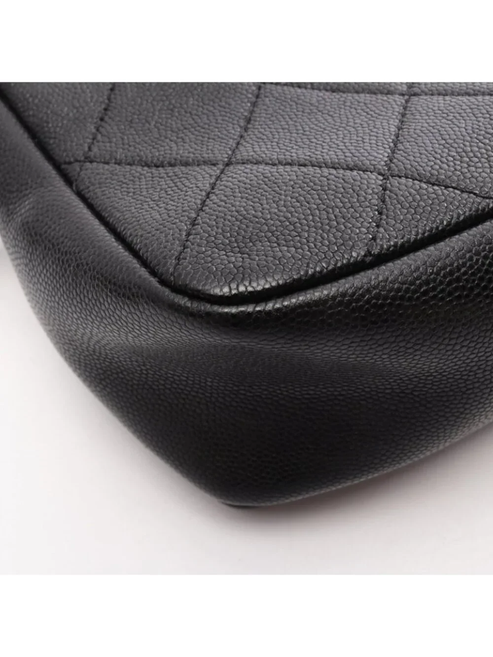 Chanel Shoulder Bag Quilted Full Flap 2-Way Black Caviar Leather Mini Chain